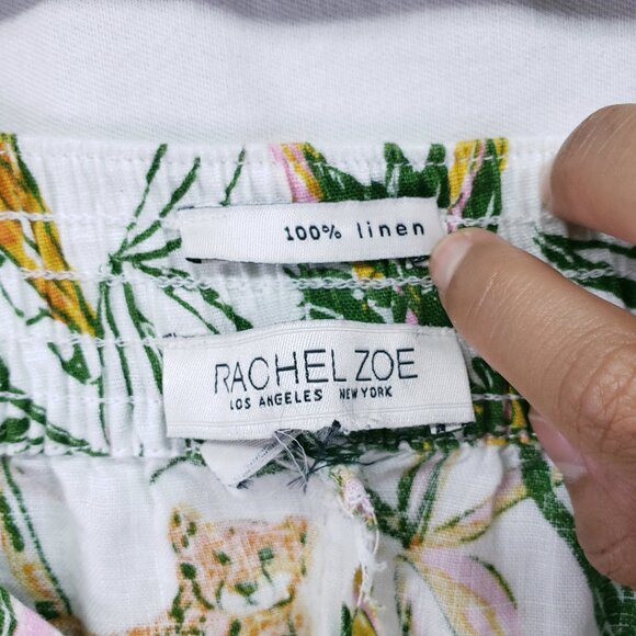 Rachel Zoe 100% Linen Multicolor Jungle Cheetah Monkey Wide Leg Modified Pants - Picture 10 of 14